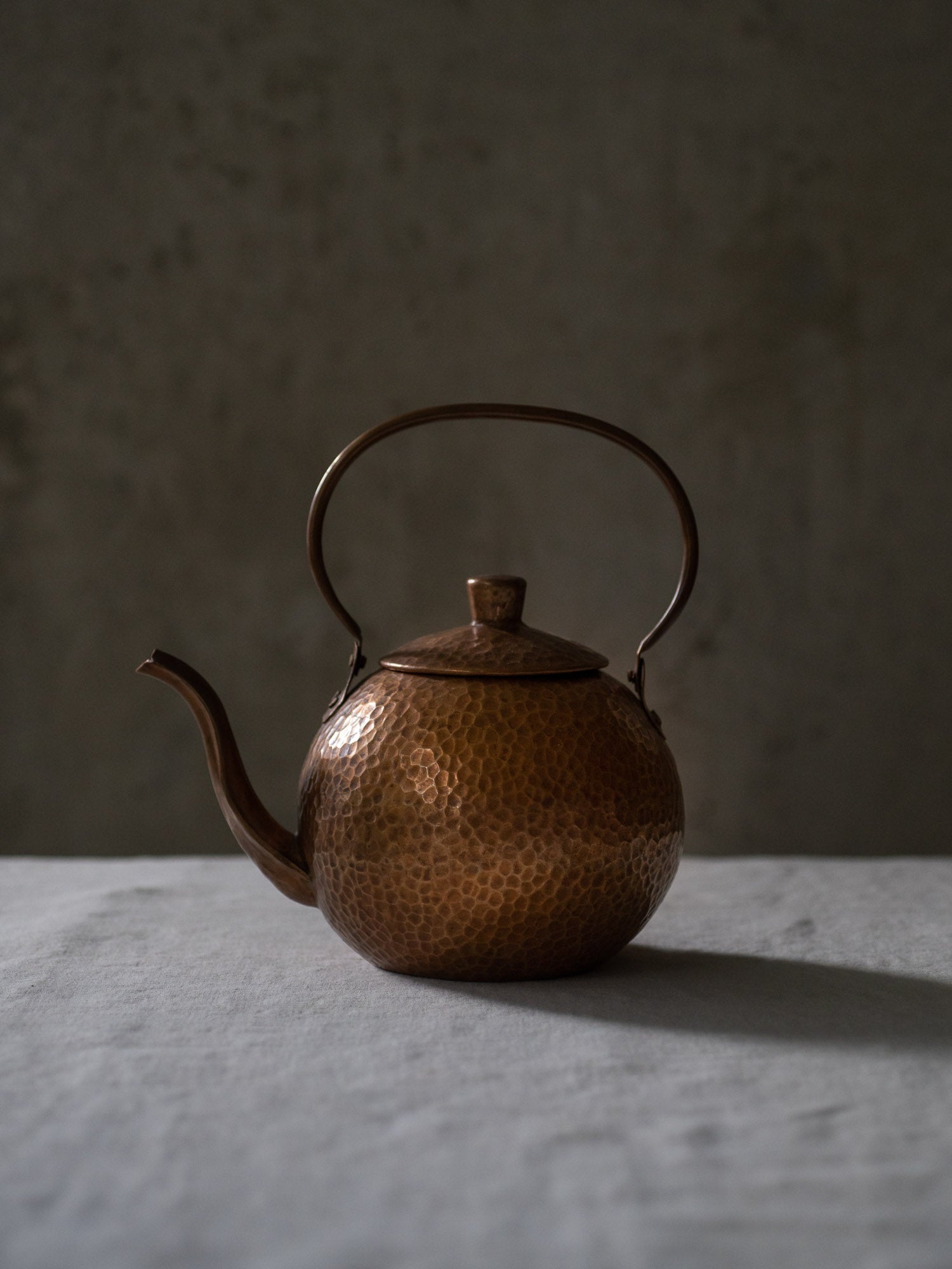 Hand Hammered Round Copper Kettle