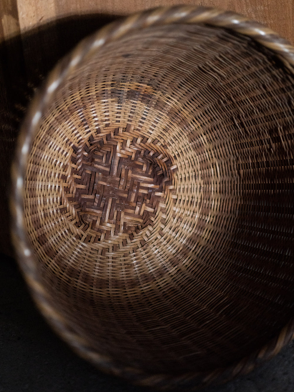 Antique Bamboo Basket – Dark Brown