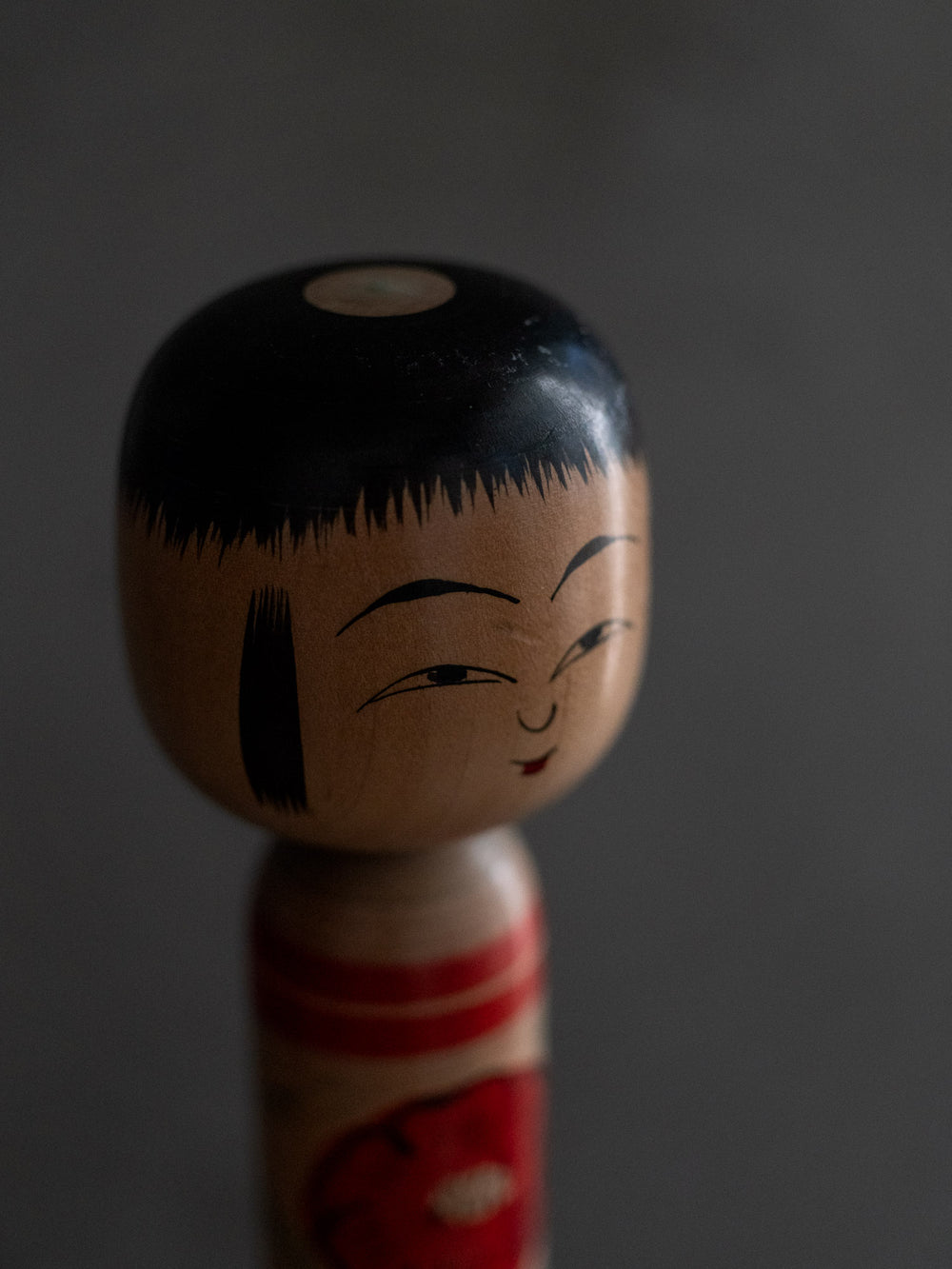 Vintage Kokeshi Doll - Red Camellia