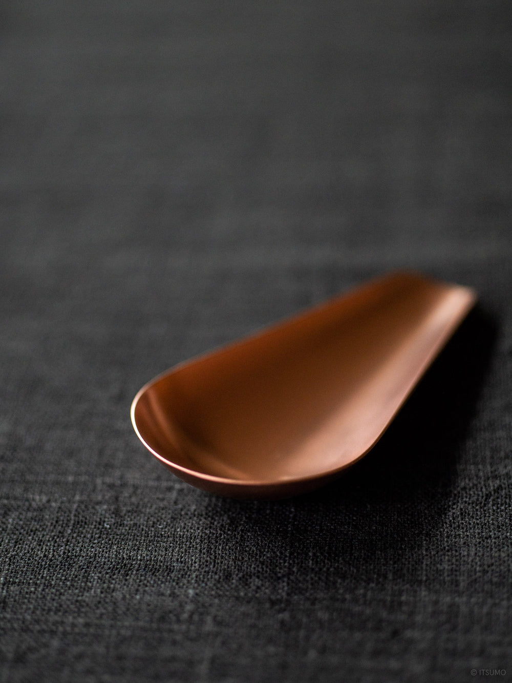 Azmaya copper tea scoop in a round pear shape