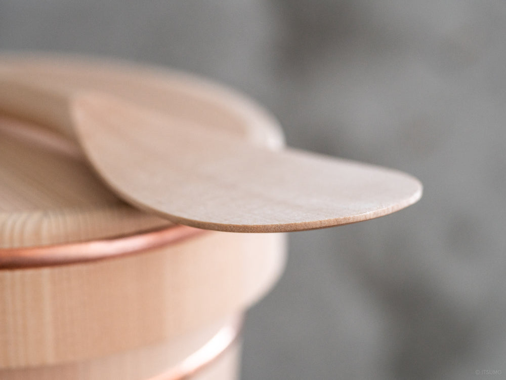 Smooth wood texture of the handmade miyajima rice scoop