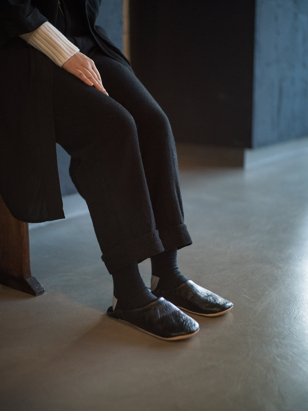 Babouche Leather Slippers – Black