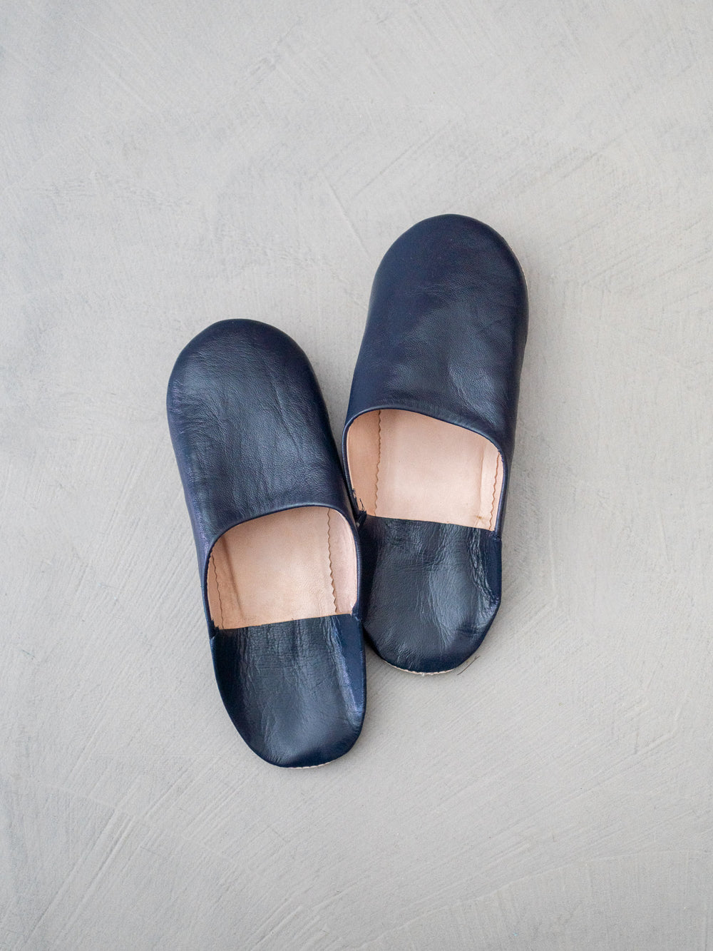Babouche Leather Slippers – Navy