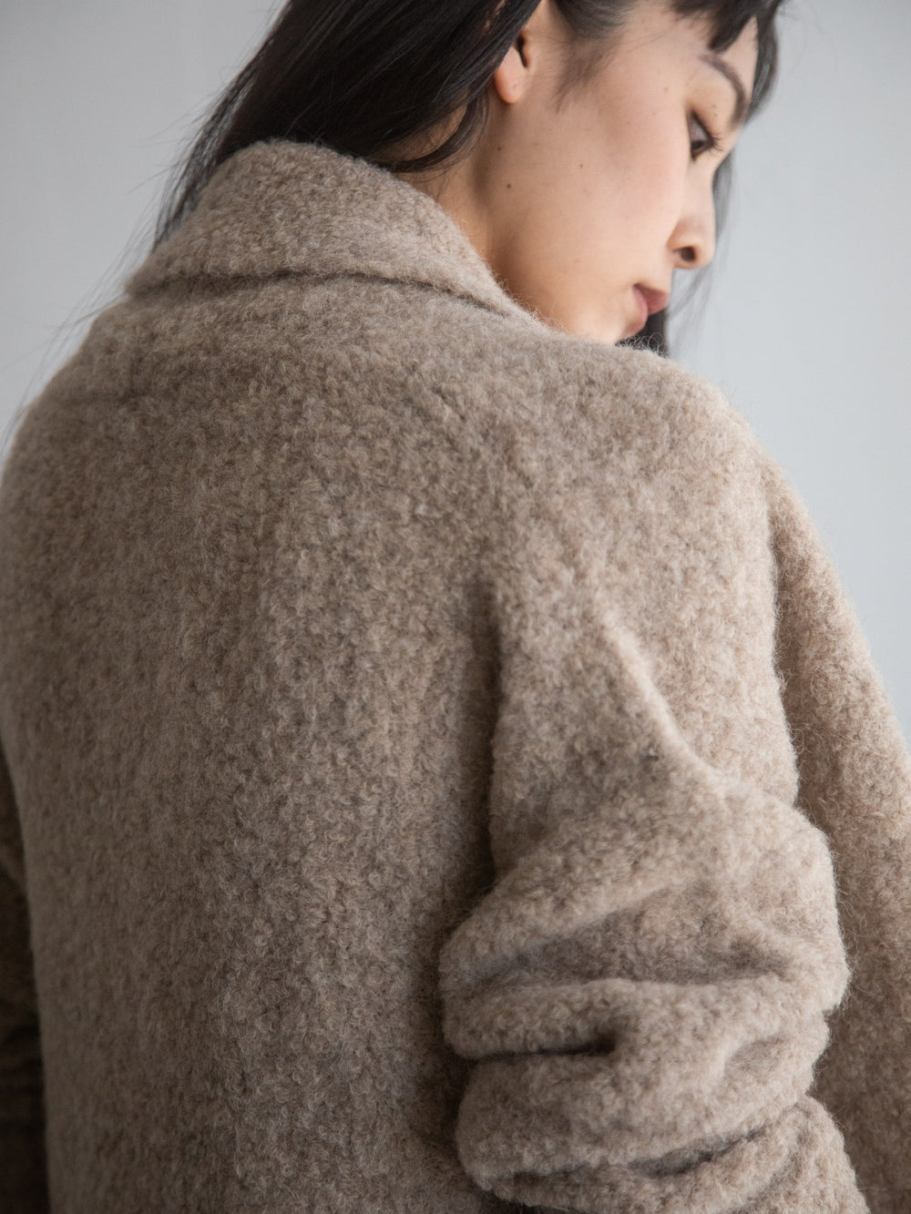 Alpaca Folk Collar Cardigan - Beige