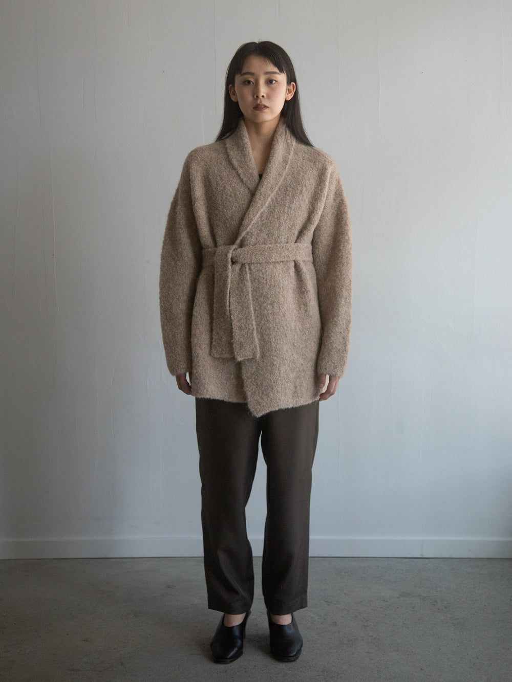 Alpaca Folk Collar Cardigan - Beige