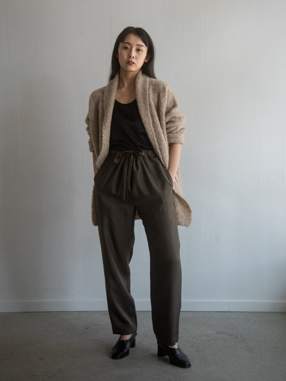 Alpaca Folk Collar Cardigan - Beige