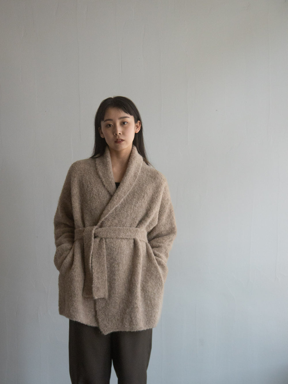 Alpaca Folk Collar Cardigan - Beige