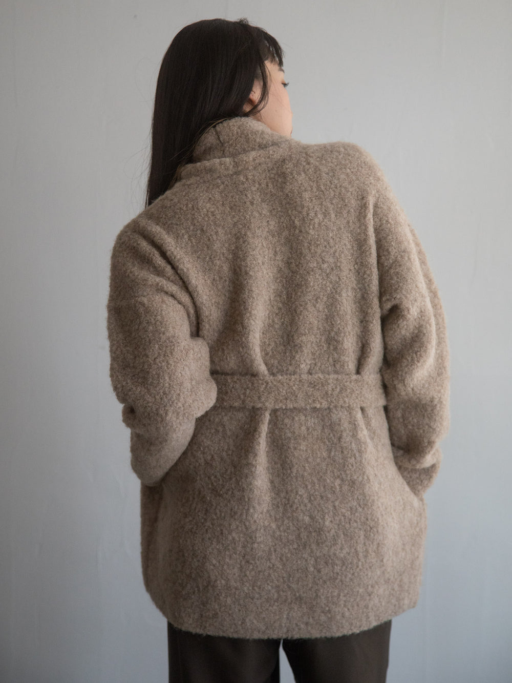 Alpaca Folk Collar Cardigan - Beige