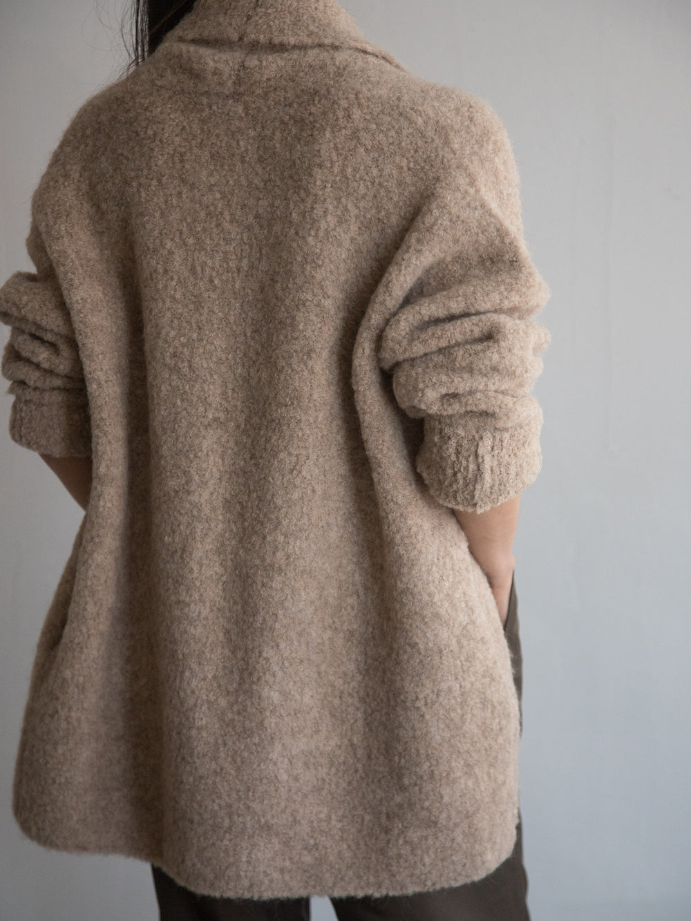 Alpaca Folk Collar Cardigan - Beige