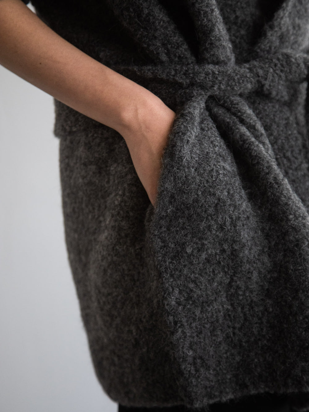 Alpaca Folk Collar Cardigan - Grey