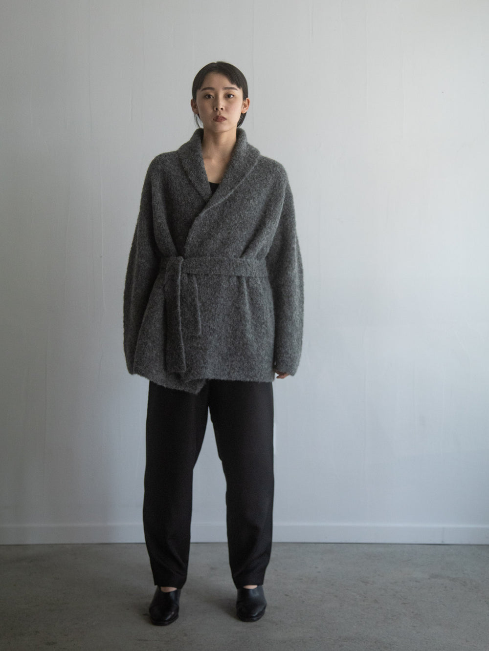 Alpaca Folk Collar Cardigan - Grey
