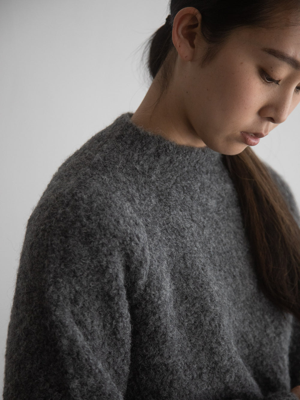 Alpaca Loop Knit Sweater - Grey