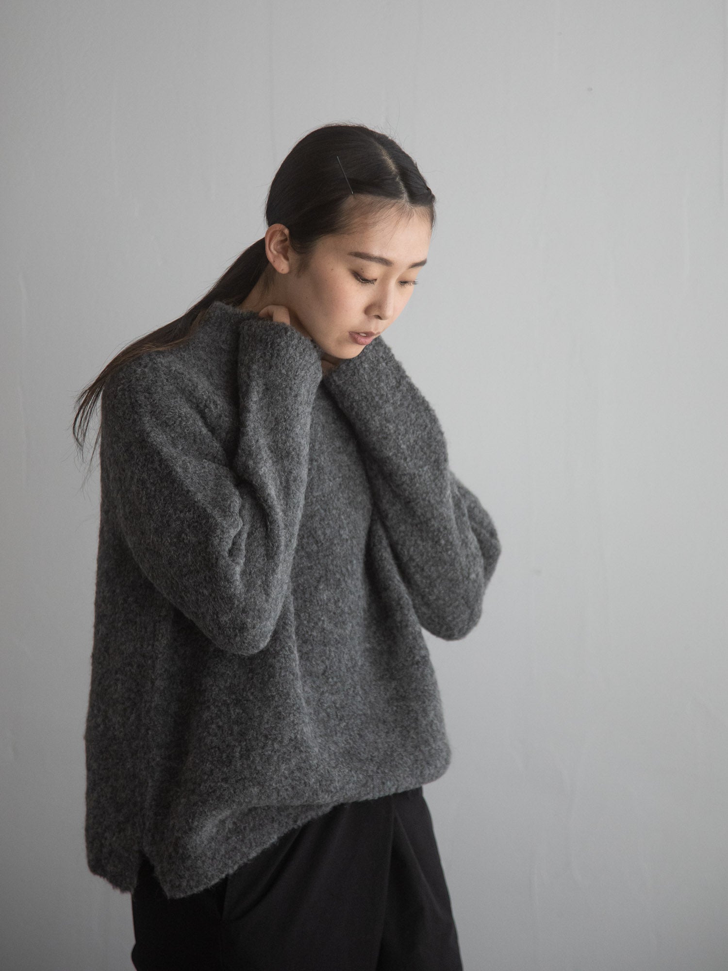 Alpaca Loop Knit Sweater - Grey