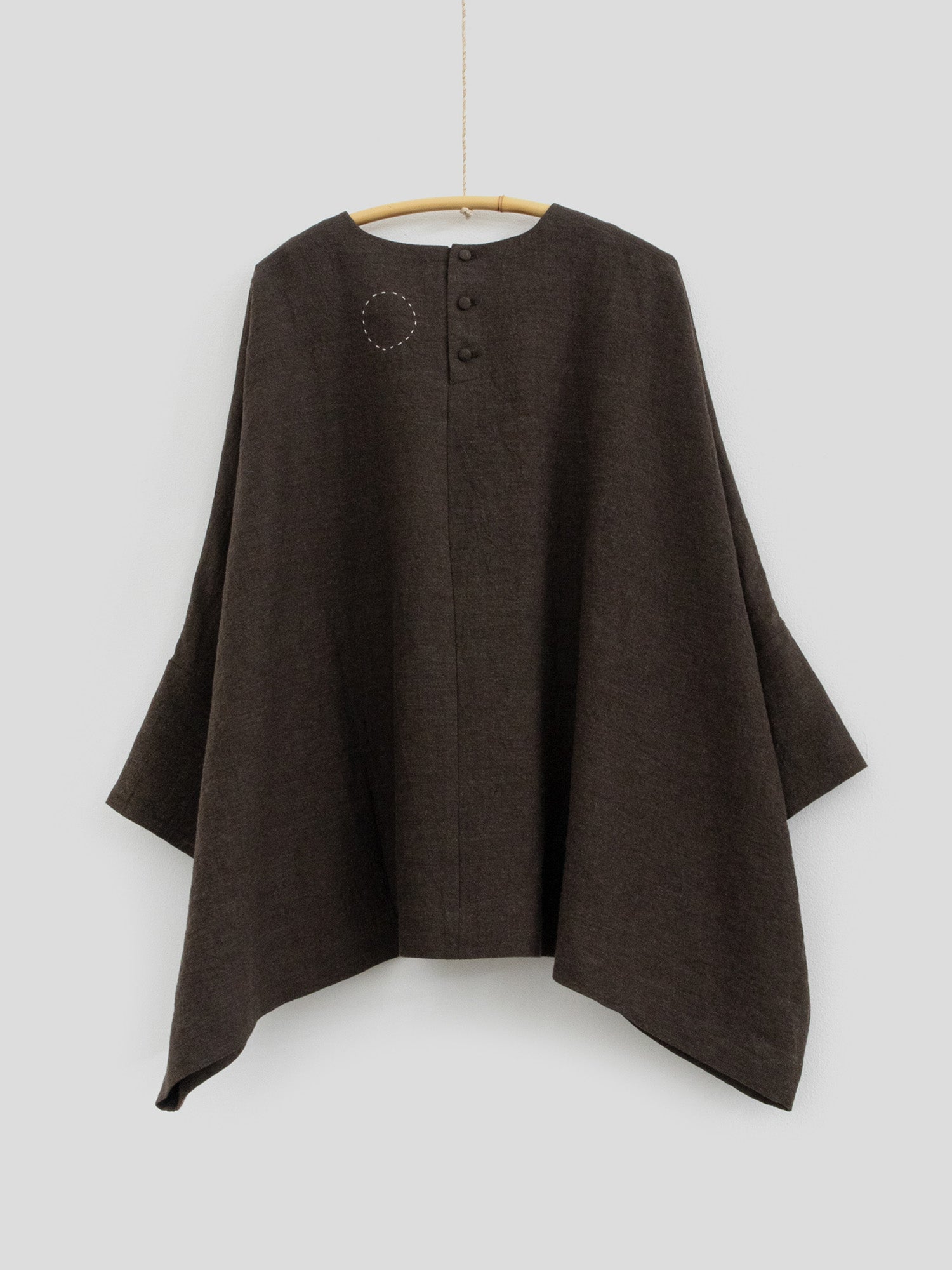 Classic Linen Wool Big Square Top - Brown