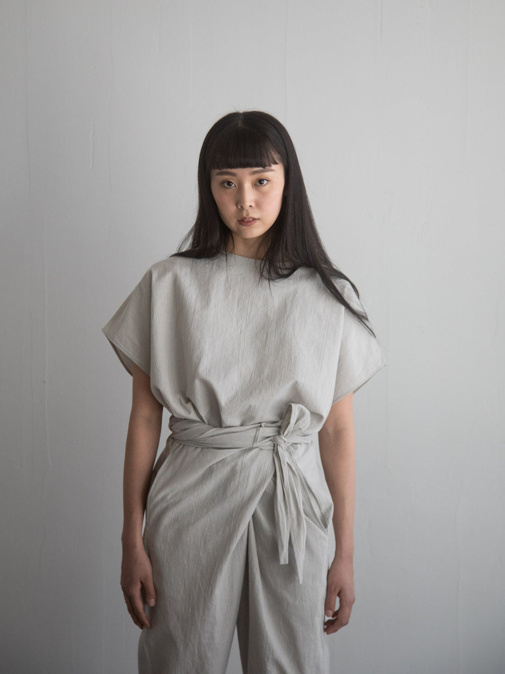 Cotton Flax Poplin Folk Wrapped Pants