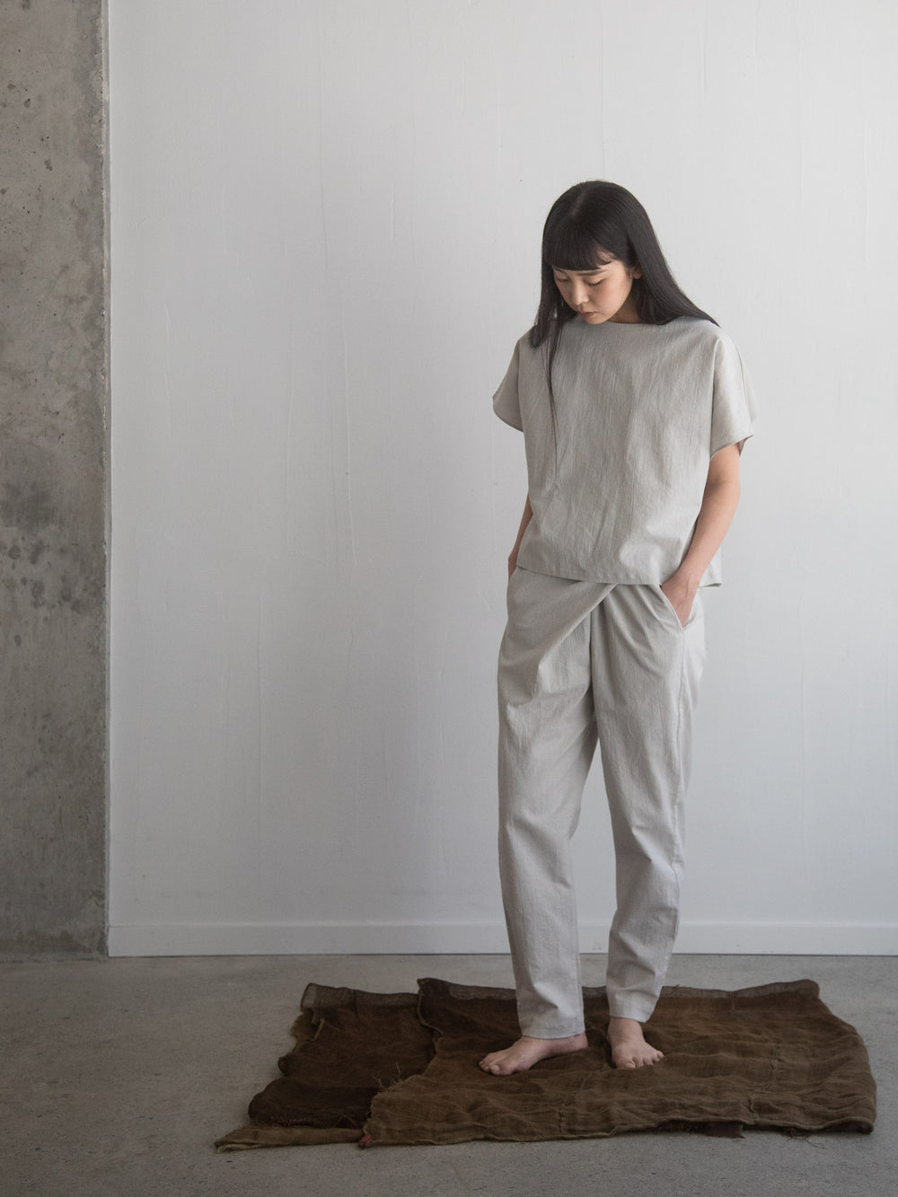 Cotton Flax Poplin Folk Wrapped Pants