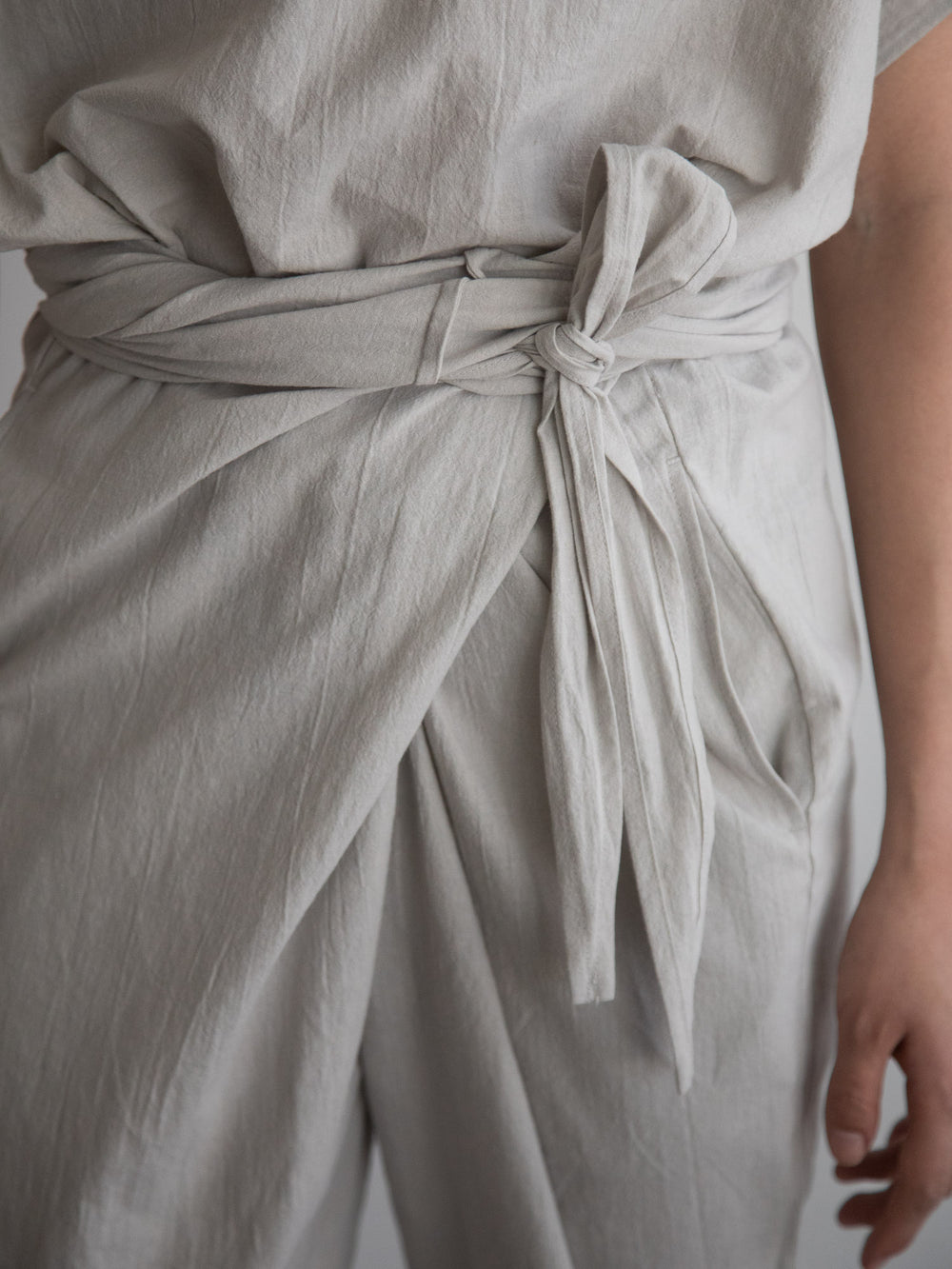Cotton Flax Poplin Folk Wrapped Pants