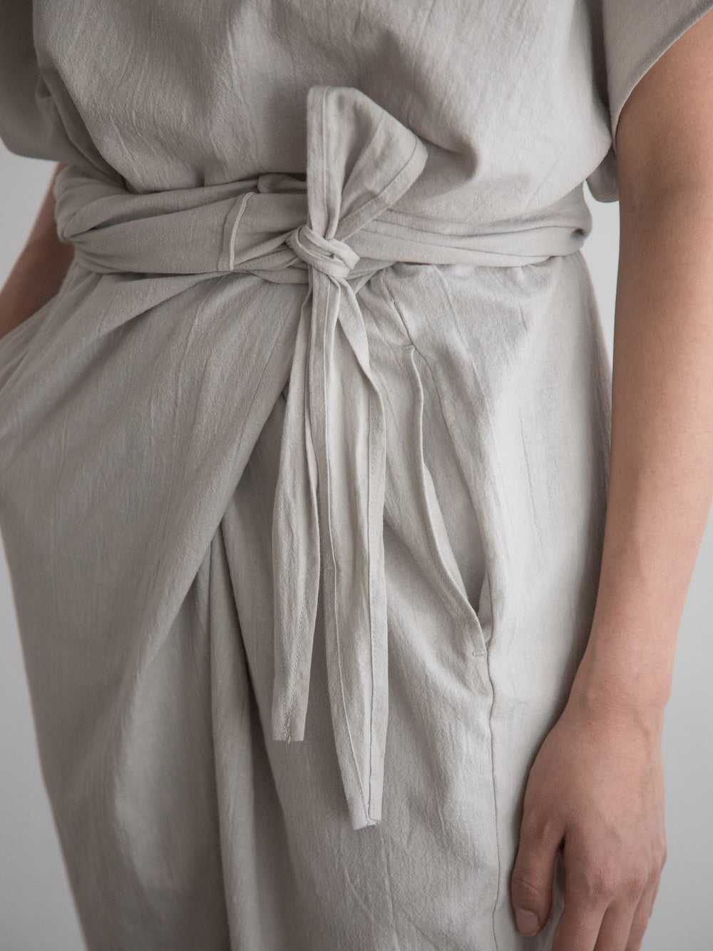 Cotton Flax Poplin Folk Wrapped Pants