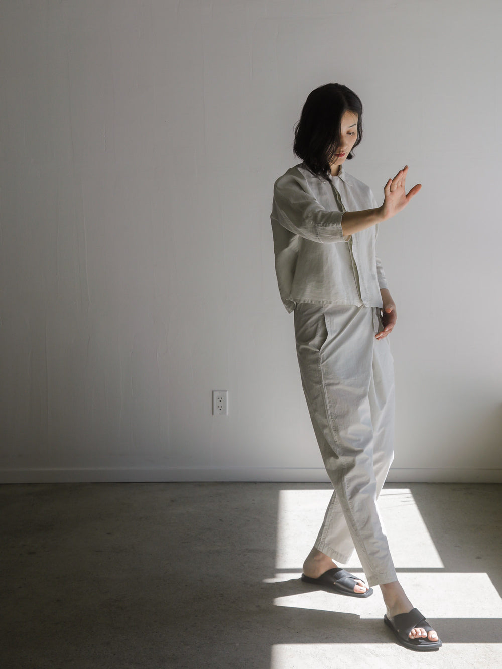 Cotton Silk Broadcloth Wrapped Pants – Silver Quartz