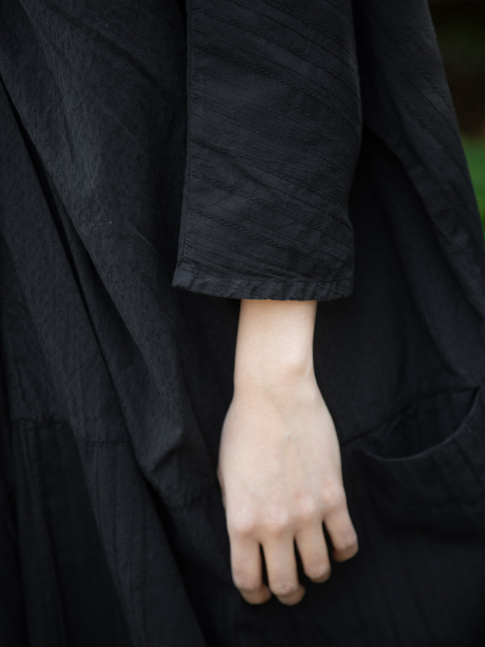 European Stripe Twisted Dress Black
