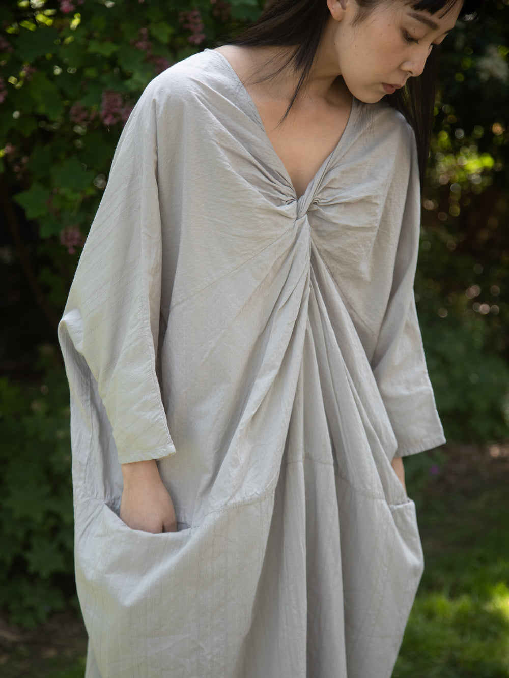 European Stripe Twisted Dress Violet Ash