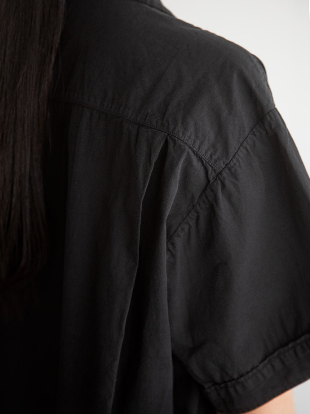 Organic Cotton Open-Collar Shirt Black