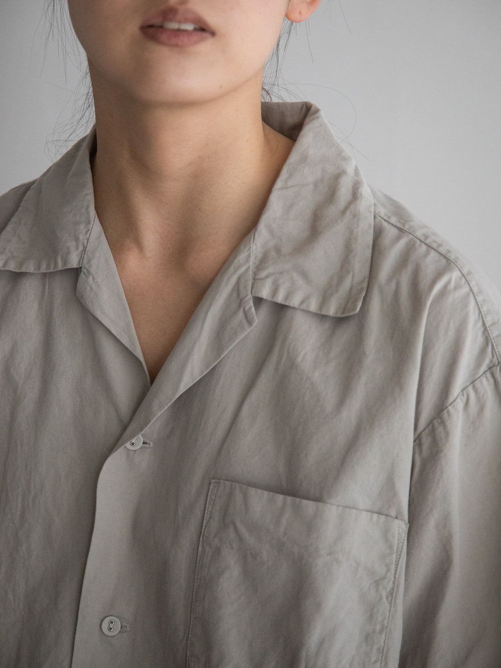 Organic Cotton Open-Collar Shirt Violet Ash