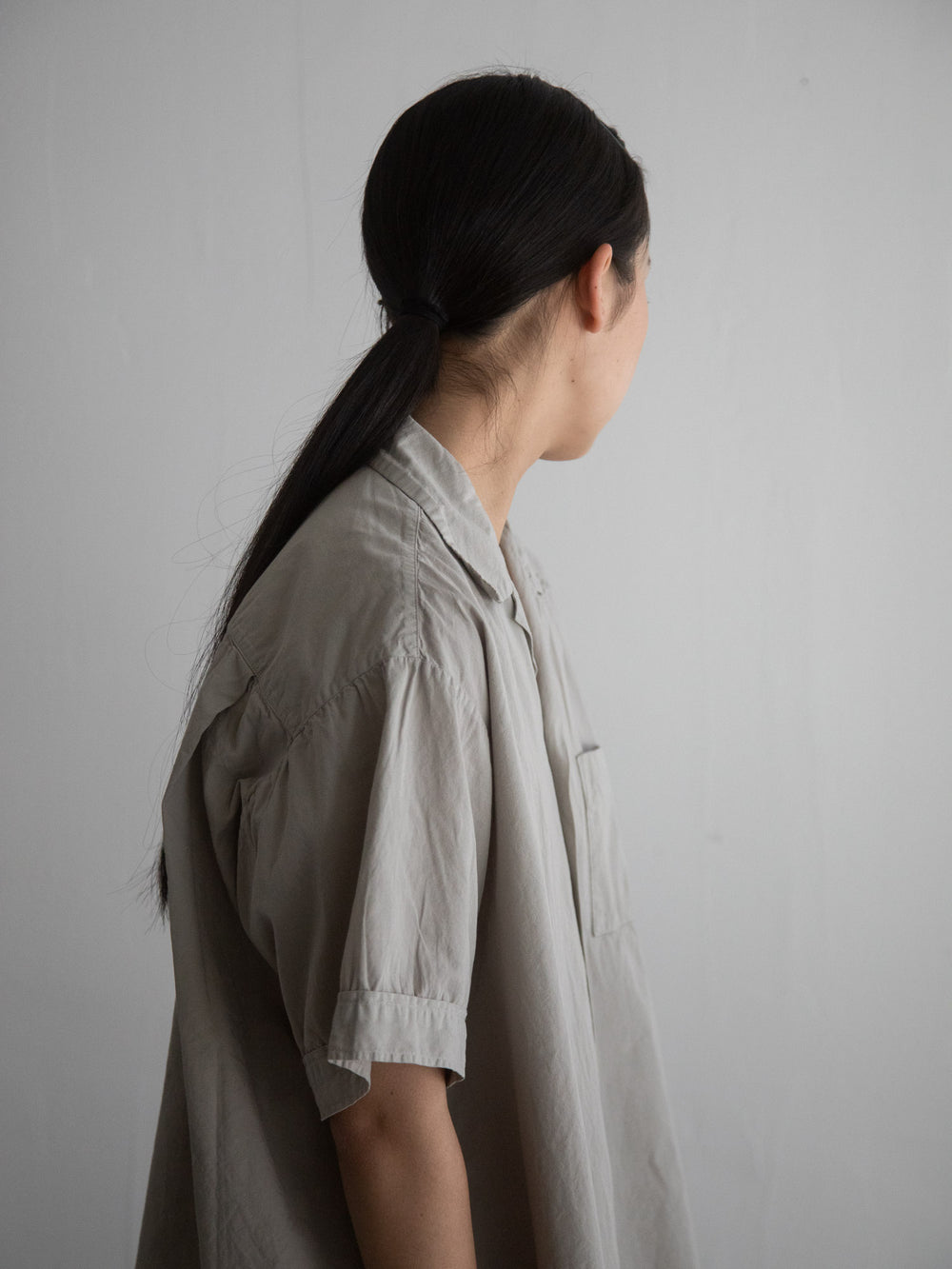 Organic Cotton Open-Collar Shirt Violet Ash