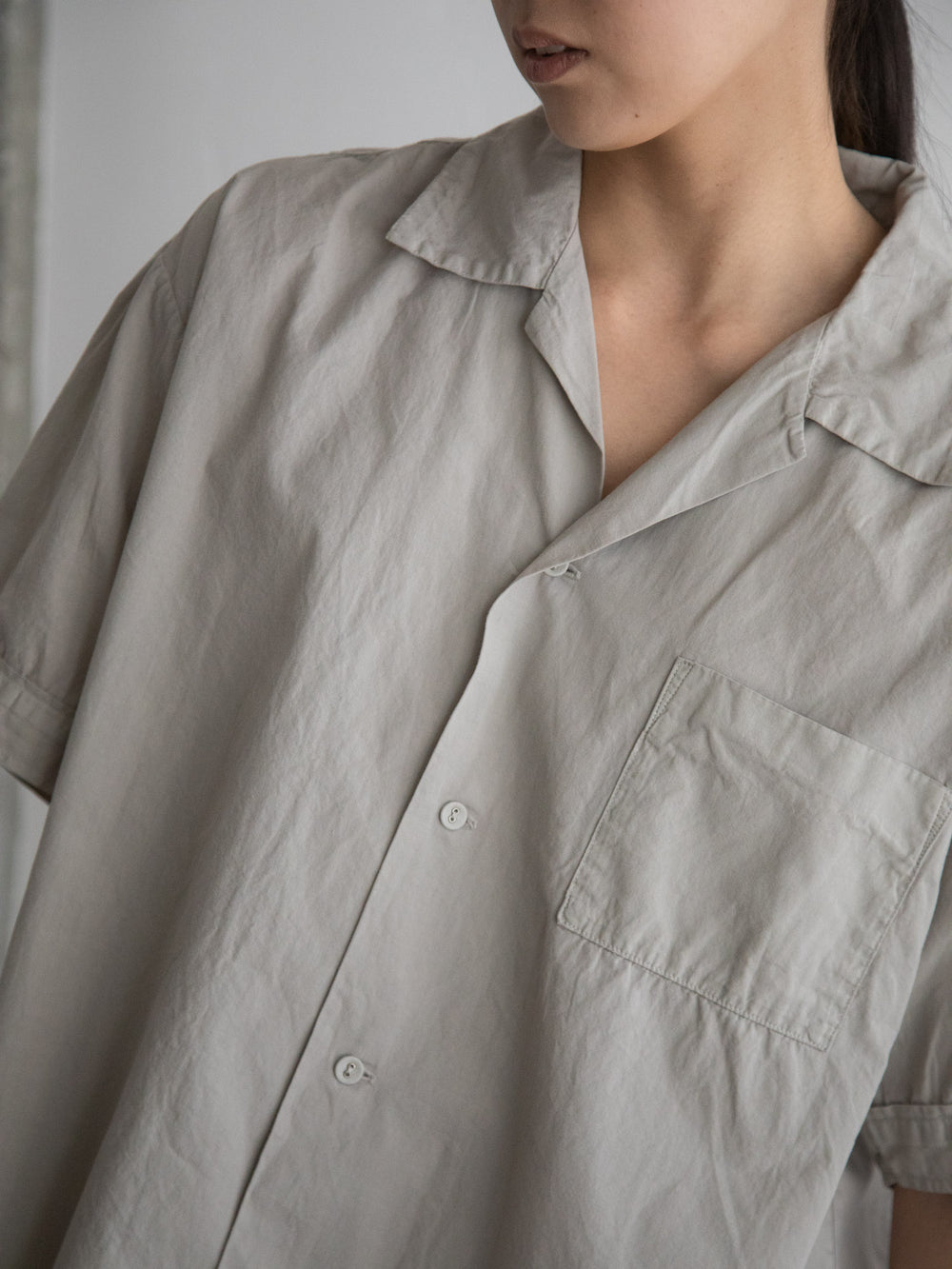 Organic Cotton Open-Collar Shirt Violet Ash