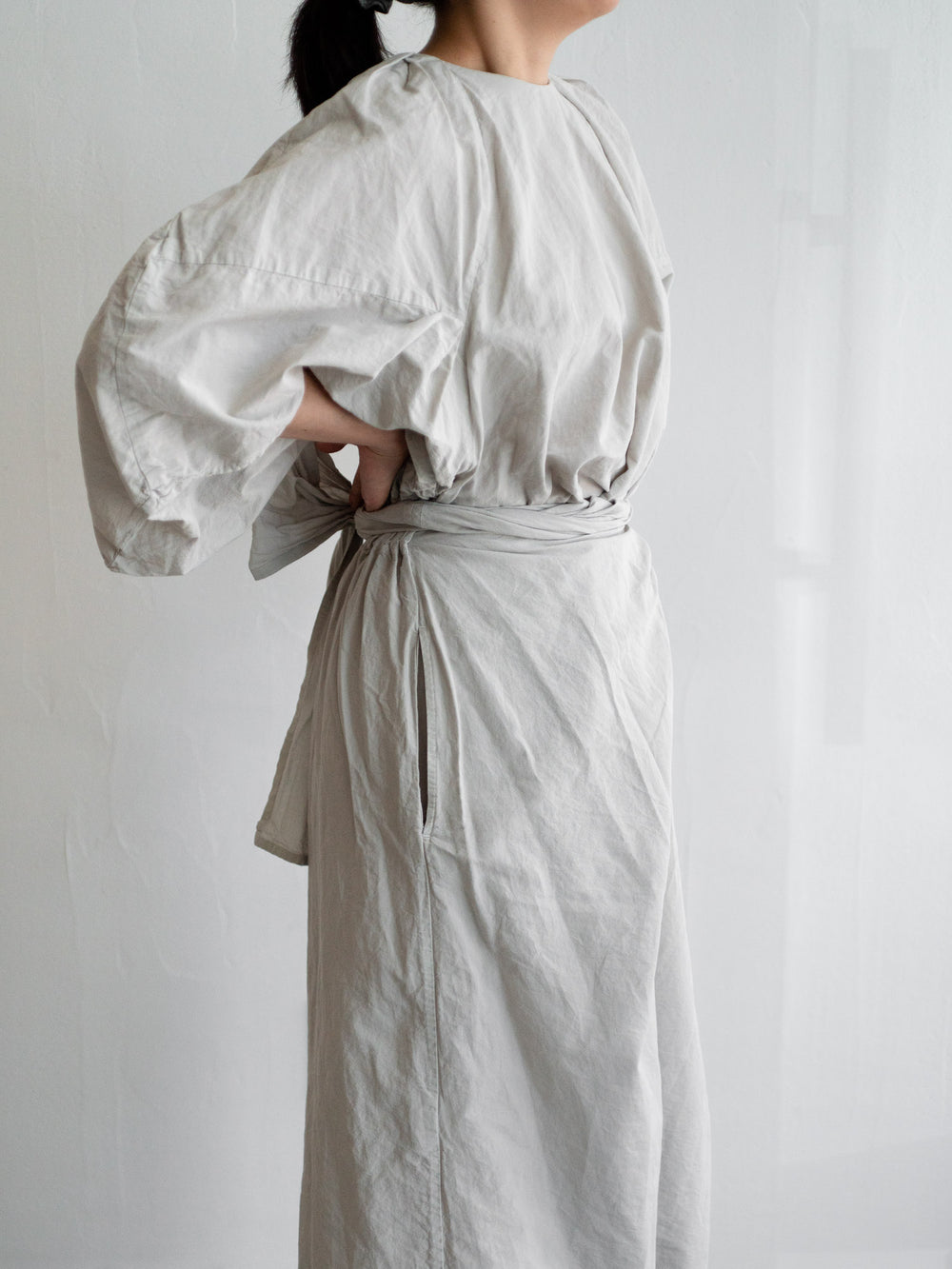 Cotton Paper Voile Spacecraft Wrapped Dress - Jade