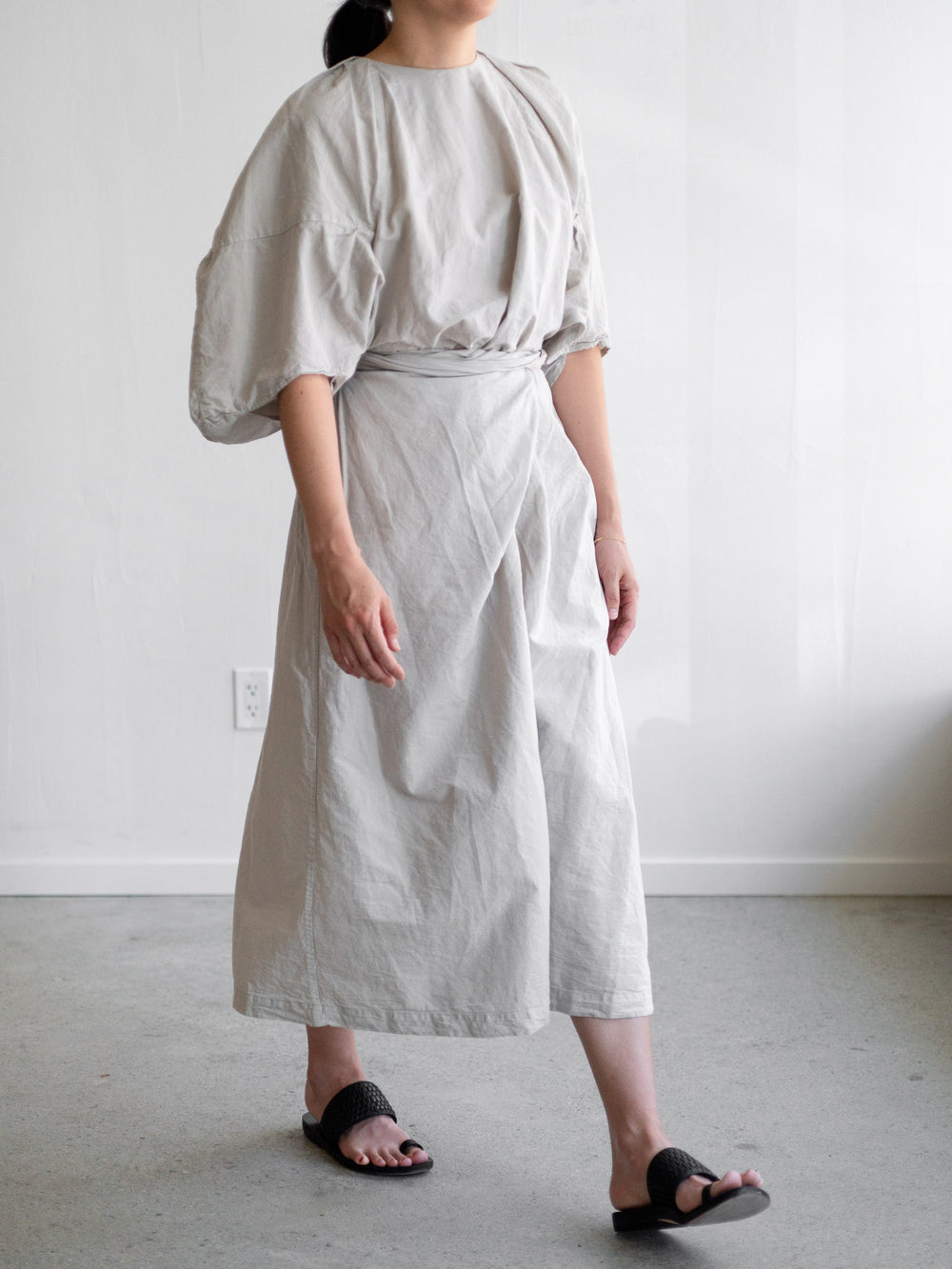 Cotton Paper Voile Spacecraft Wrapped Dress - Jade