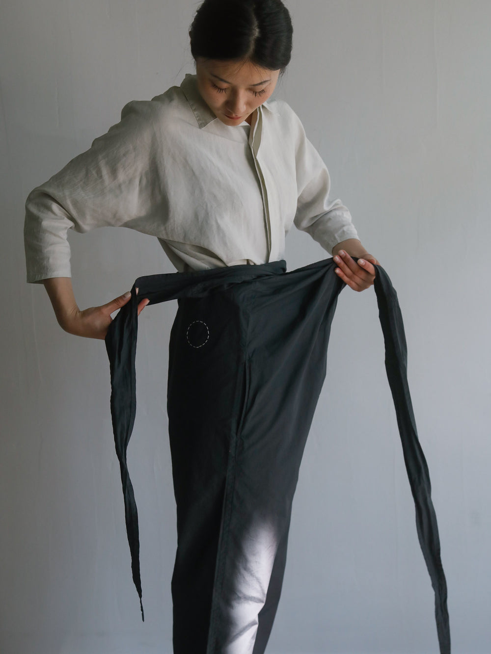 Cotton Flax Poplin Folk Wrapped Pants