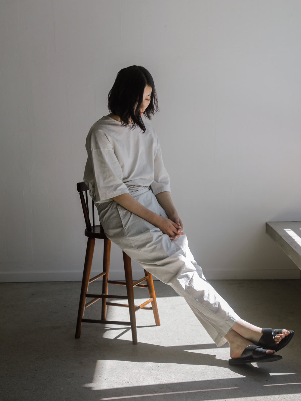 Cotton Silk Broadcloth Wrapped Pants – Silver Quartz