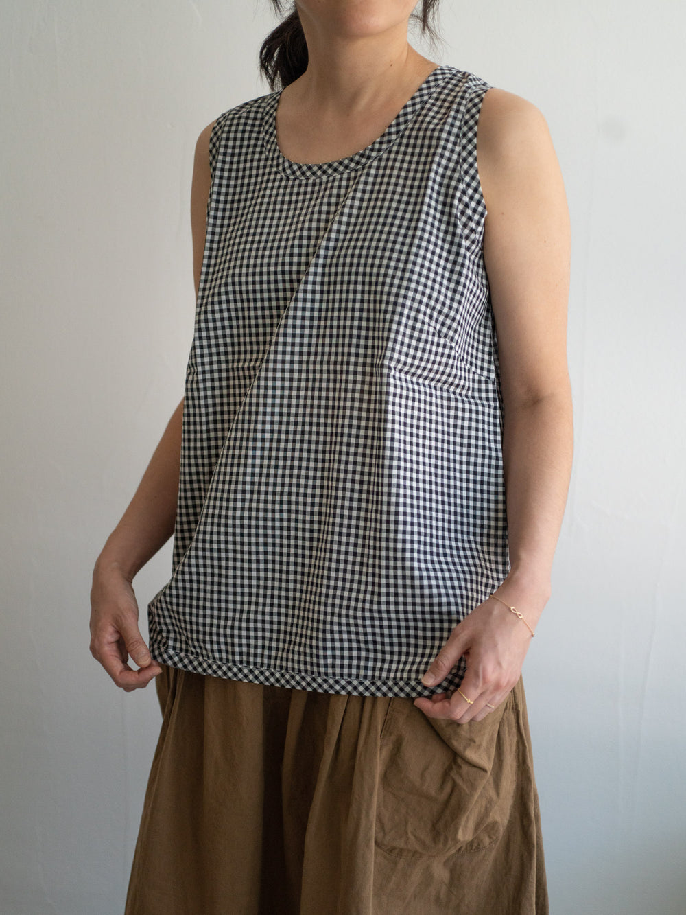 Gingham Sleeveless Blouse