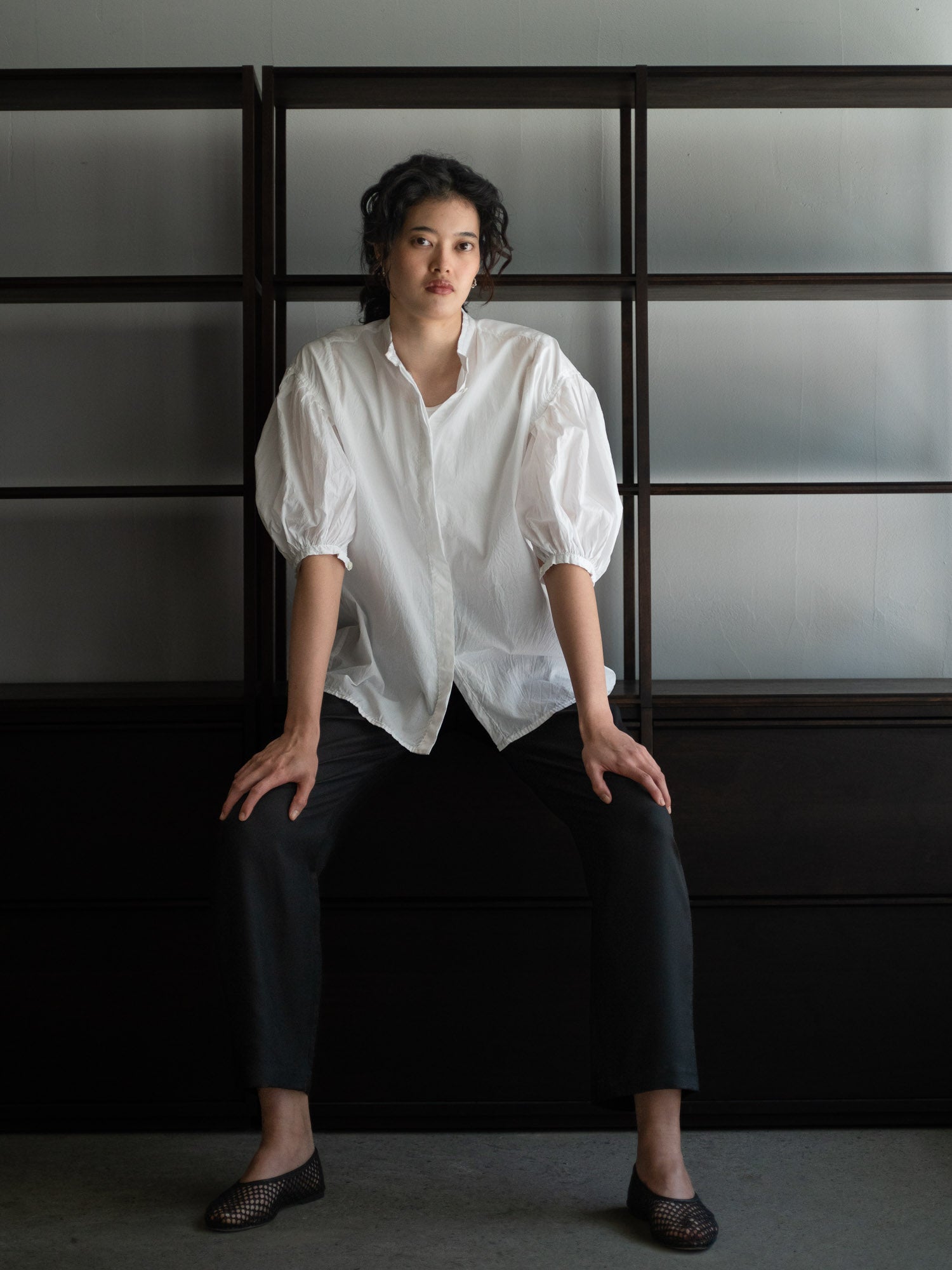 Cotton Puff Sleeve Shirt - White