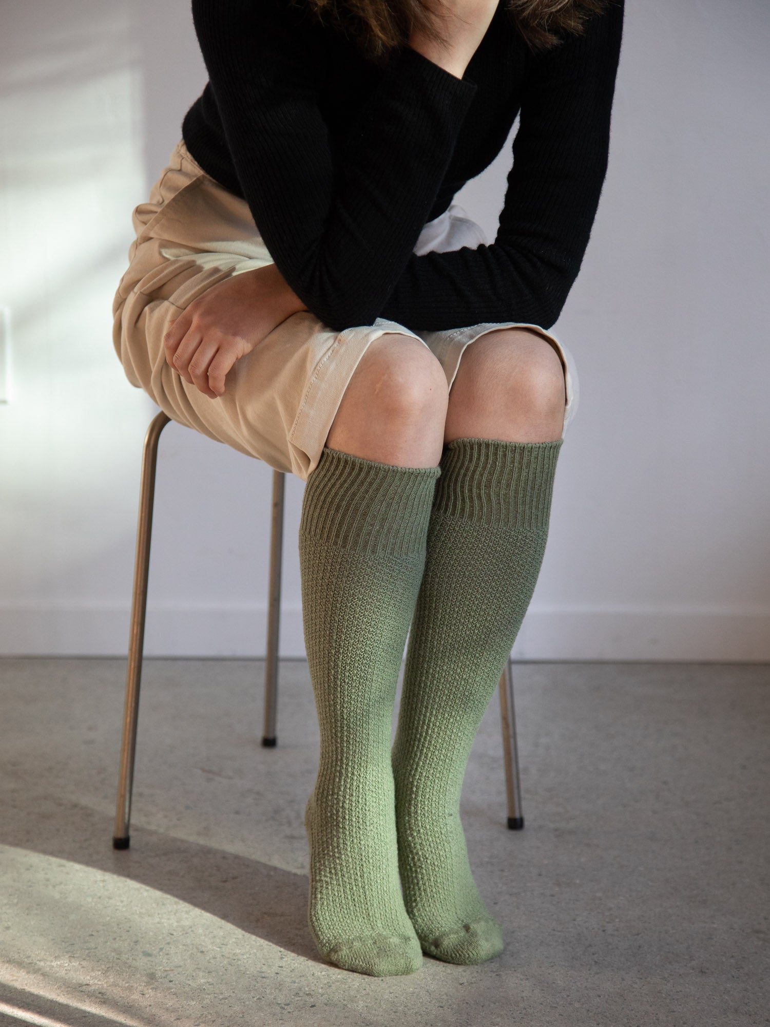 Cotton Wool Seed Stitch High Socks