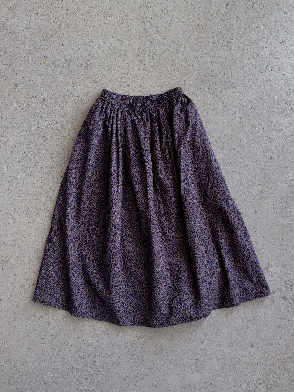 Flower Print Gathered Skirt – Navy