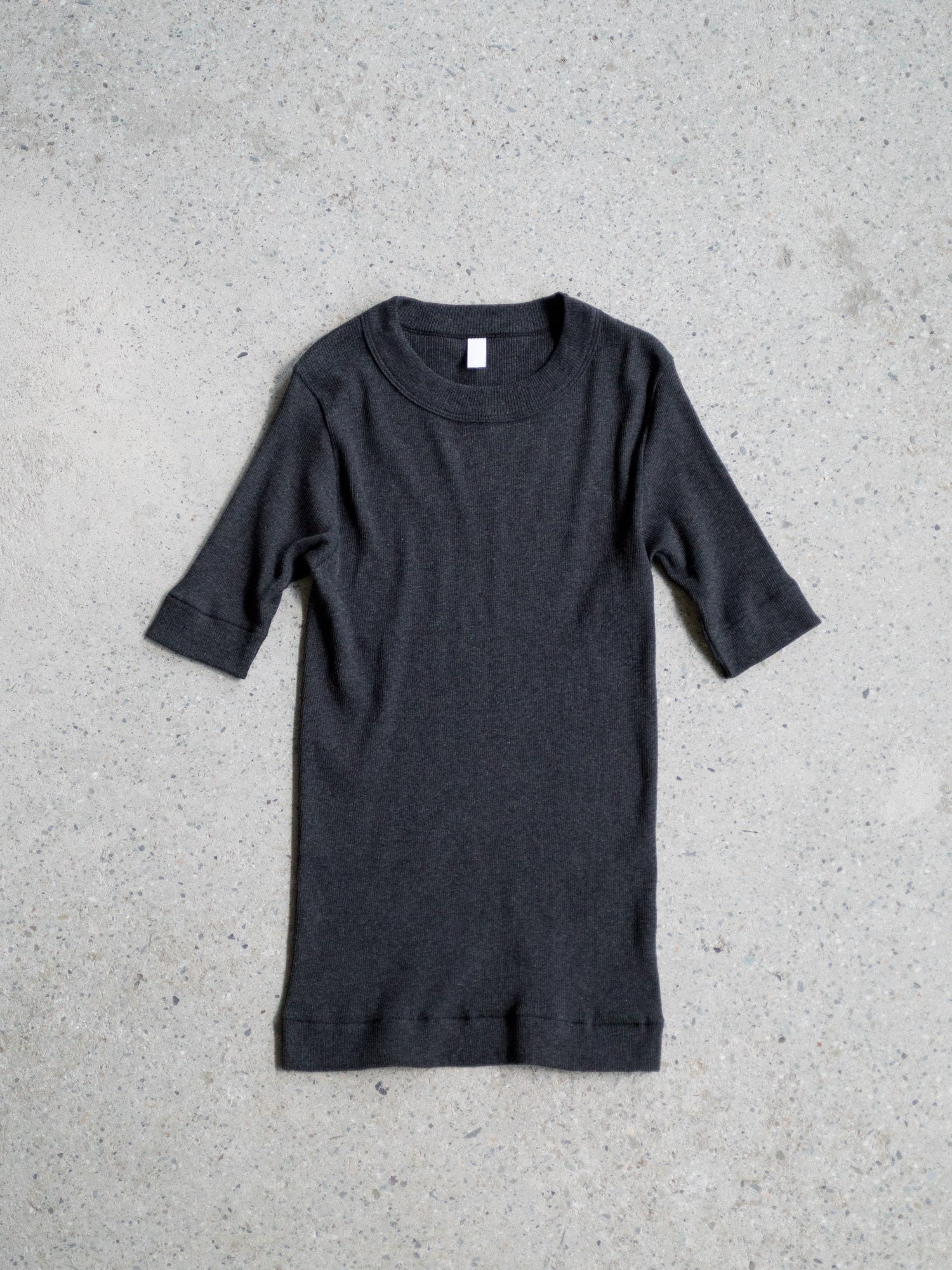Ribbed Cotton Half Sleeve Shirt - Charcoal