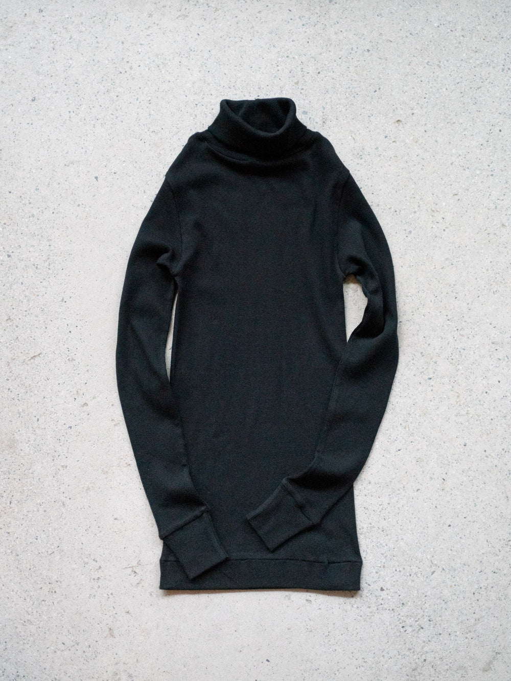 Ribbed Cotton Turtleneck Shirt - Black