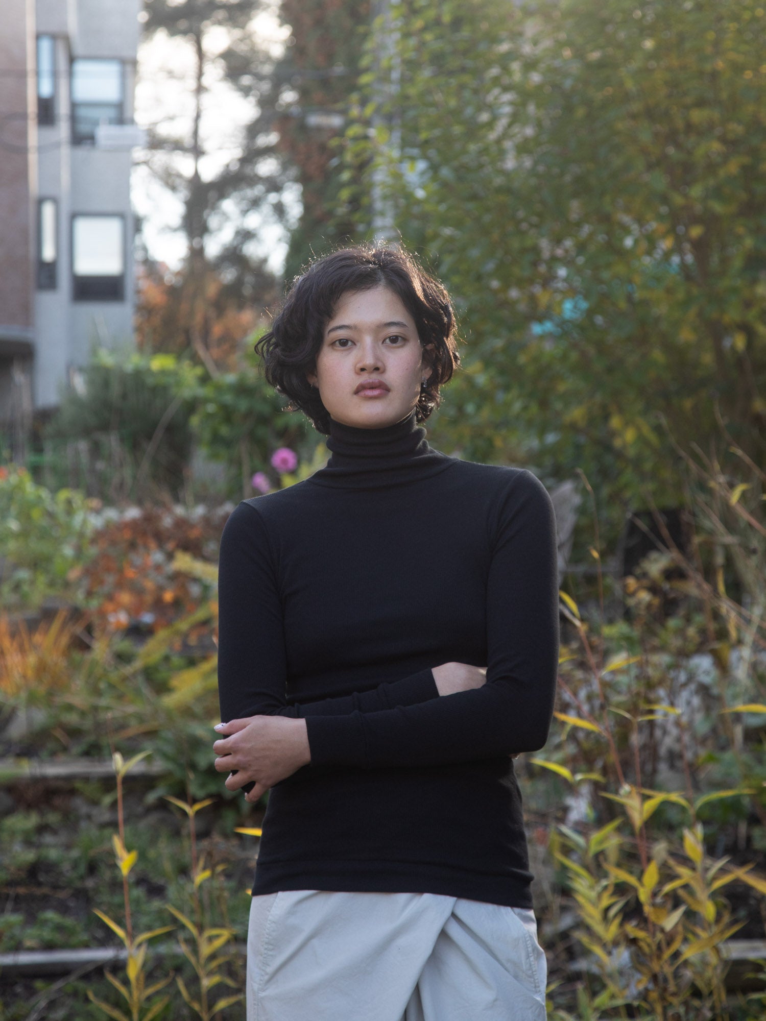 Ribbed Cotton Turtleneck Shirt - Black