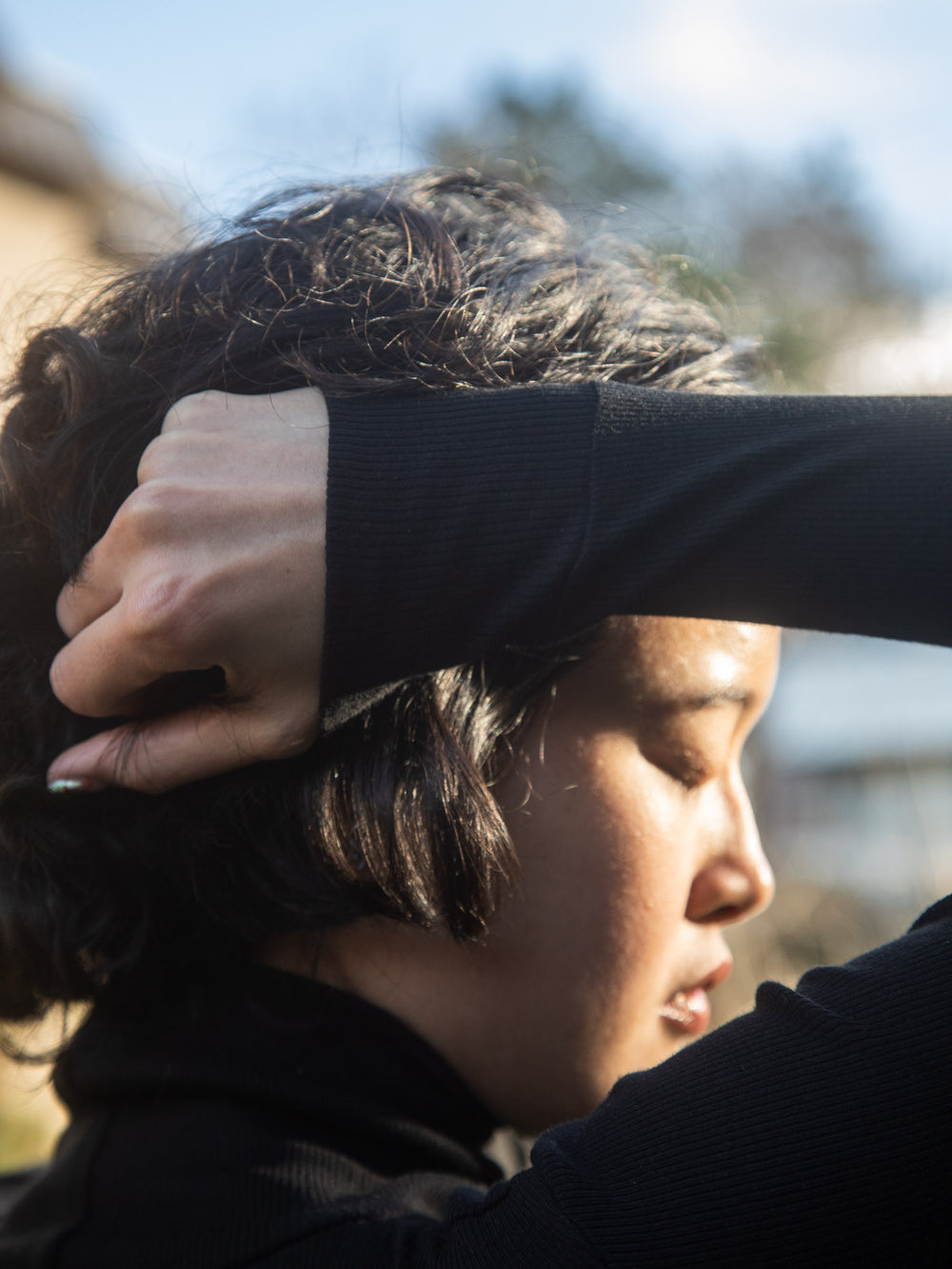 Ribbed Cotton Turtleneck Shirt - Black