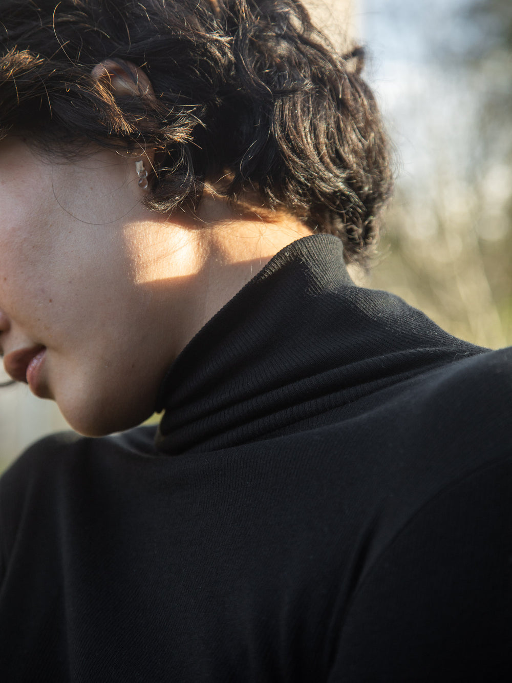 Ribbed Cotton Turtleneck Shirt - Black