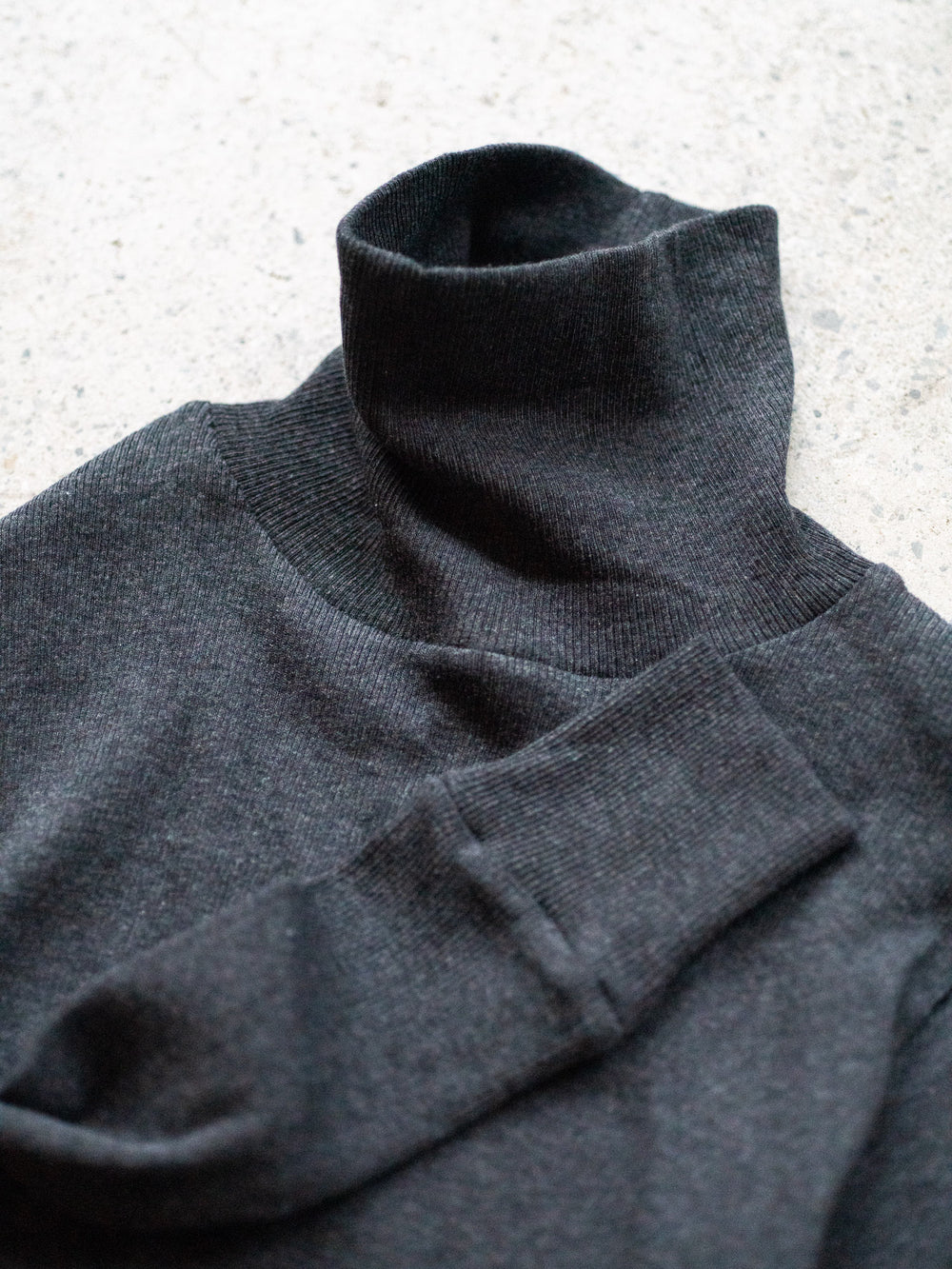 Ribbed Cotton Turtleneck Shirt - Charcoal