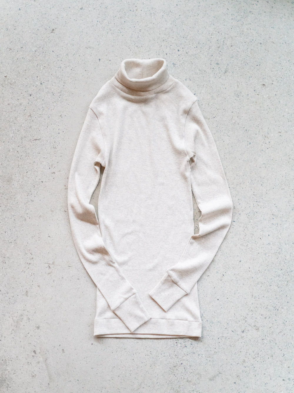 Ribbed Cotton Turtleneck Shirt - Oatmeal