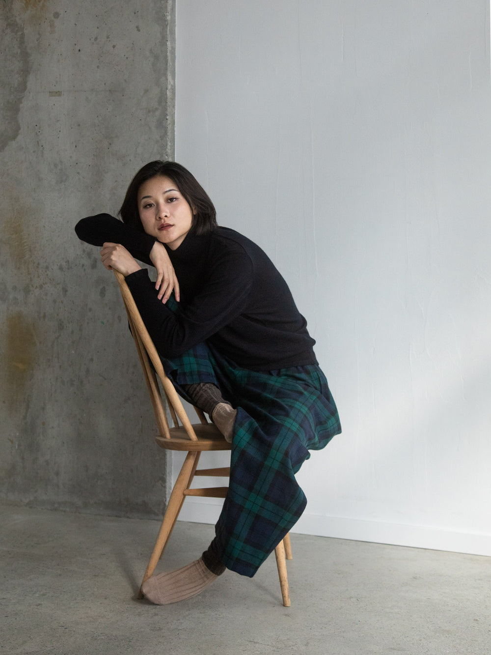 Wool Tartan Long Pants