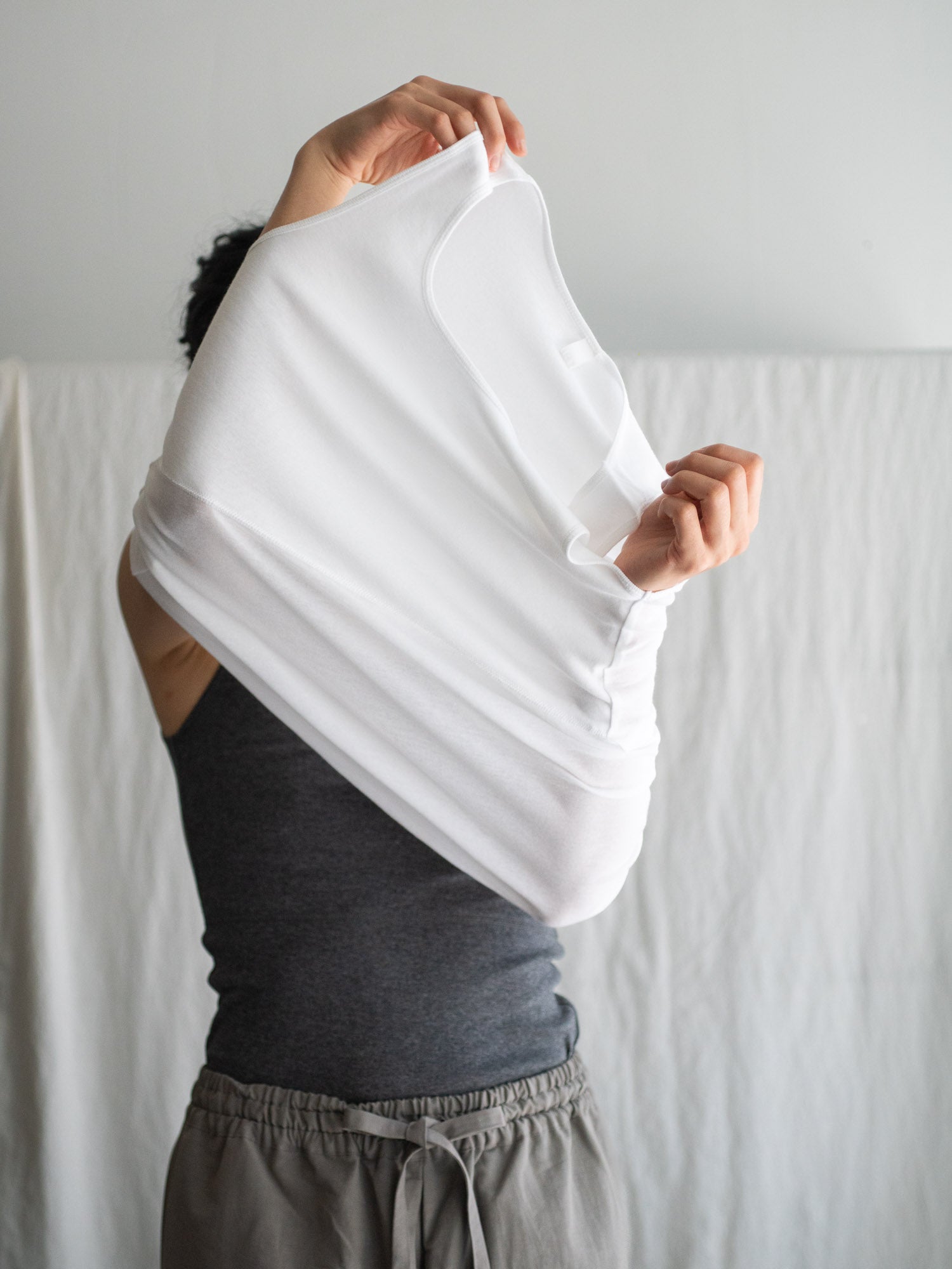 Thin Cotton Double Layer Tank Top - White