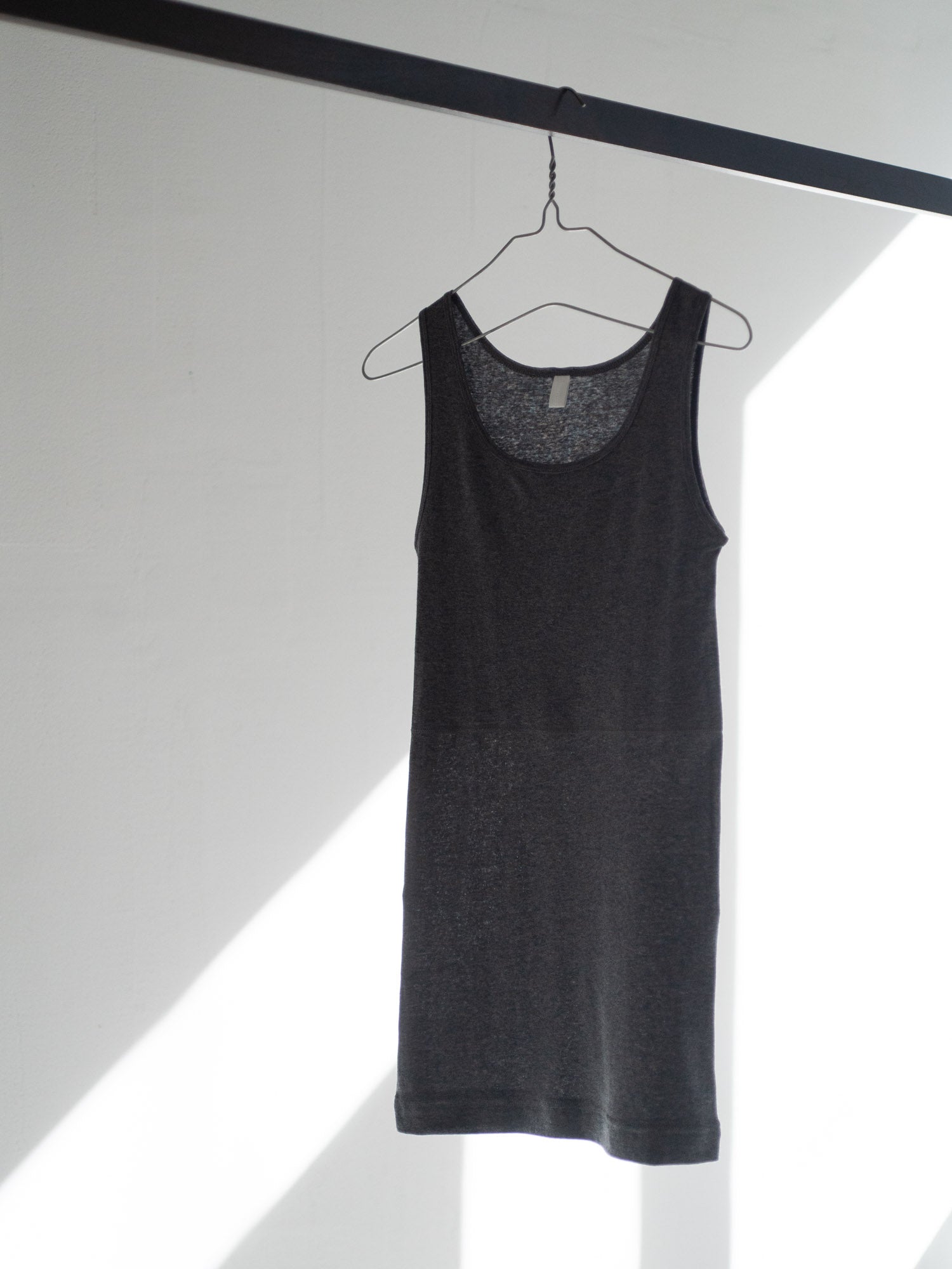 Thin Cotton Double Layer Tank Top - Charcoal