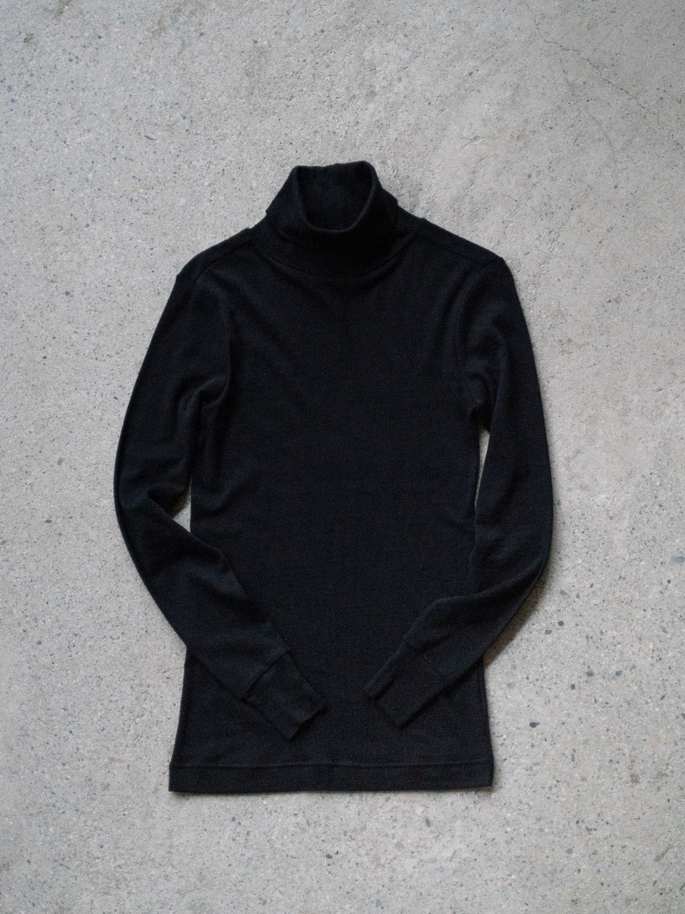 Thin Cotton Turtleneck Shirt - Black