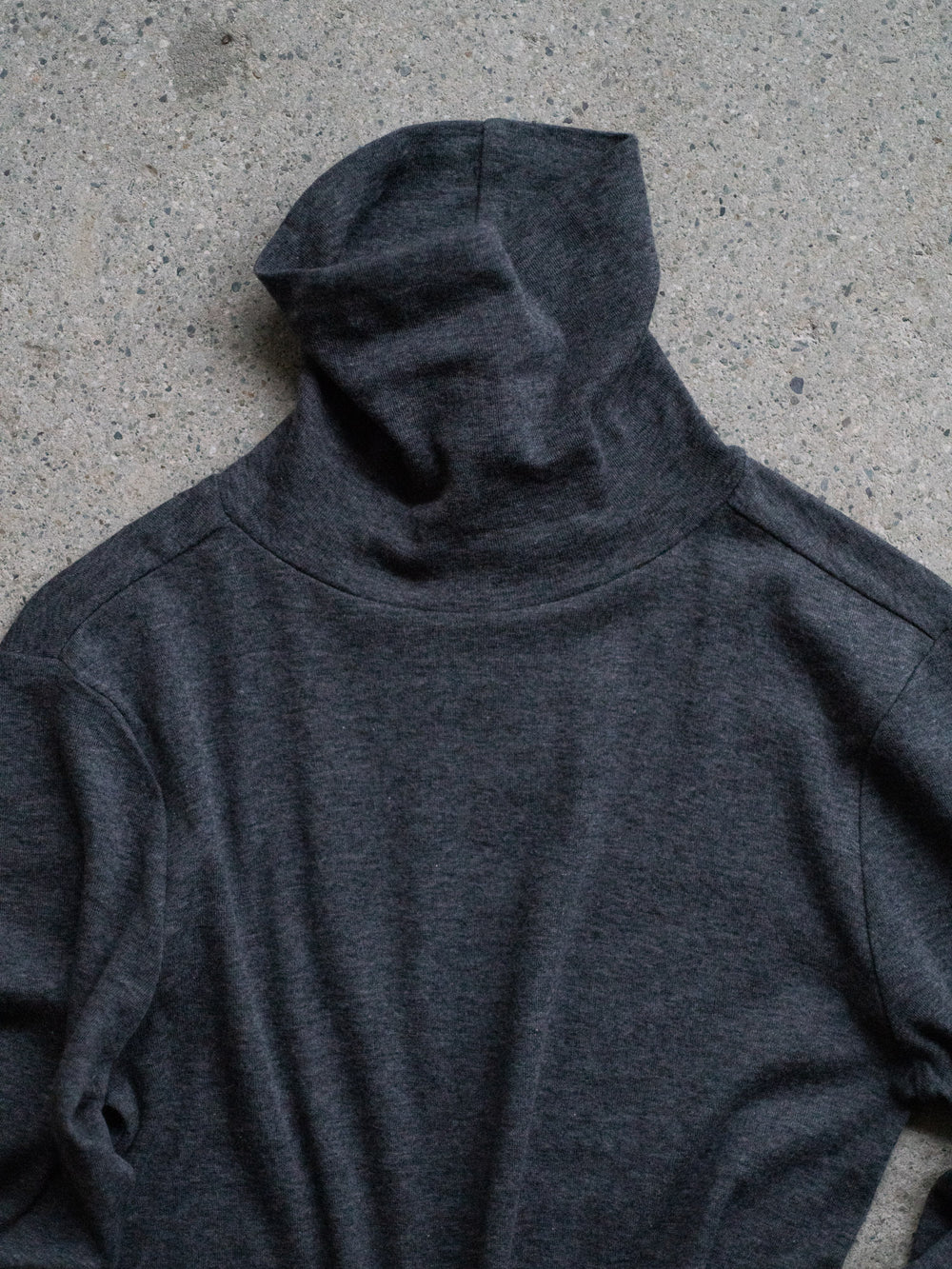 Thin Cotton Turtleneck Shirt - Charcoal