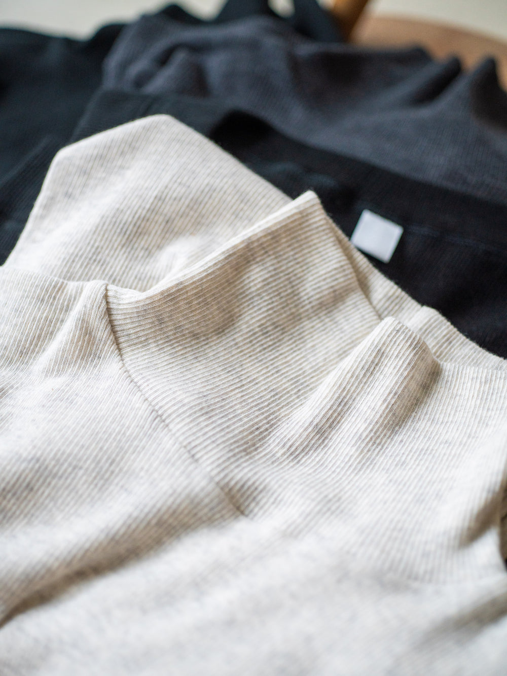 Ribbed Cotton Half Sleeve High Neck Shirt